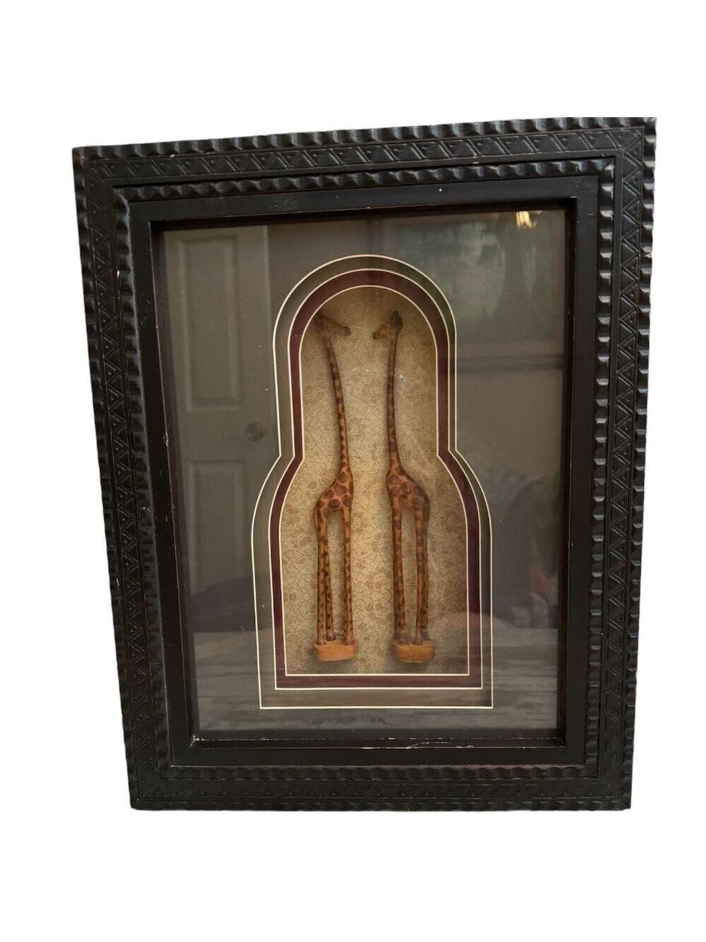 Giraffe Shadow Box with Black Frame